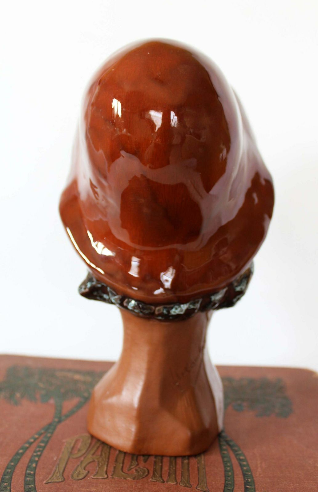 Vintage Circa 1970s Ceramic Sculpture, Lady With Hat, Dark Colored Skin, Brown Hat, Signed By Artist, Ceramic Art, Hand Made Hand Painted photo vinterior