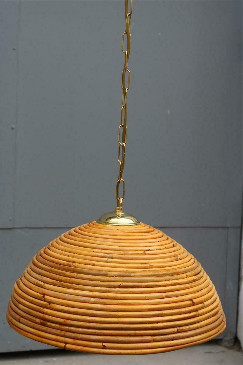 Pair Mid Century Round Chandelier Bamboo Italian Design Vivai Del Sud 1950s photo buy