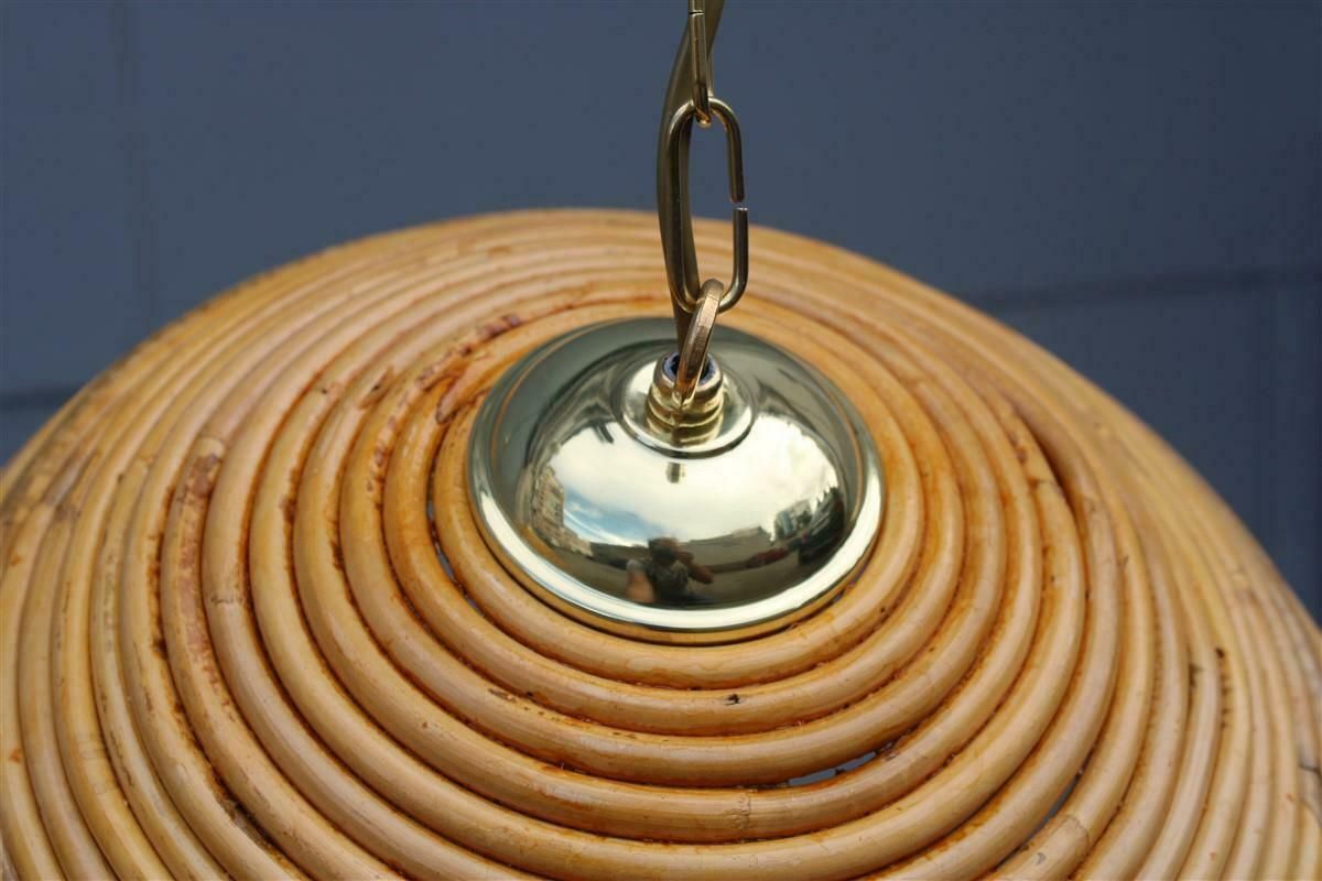 photo buy Pair Mid Century Round Chandelier Bamboo Italian Design Vivai Del Sud 1950s