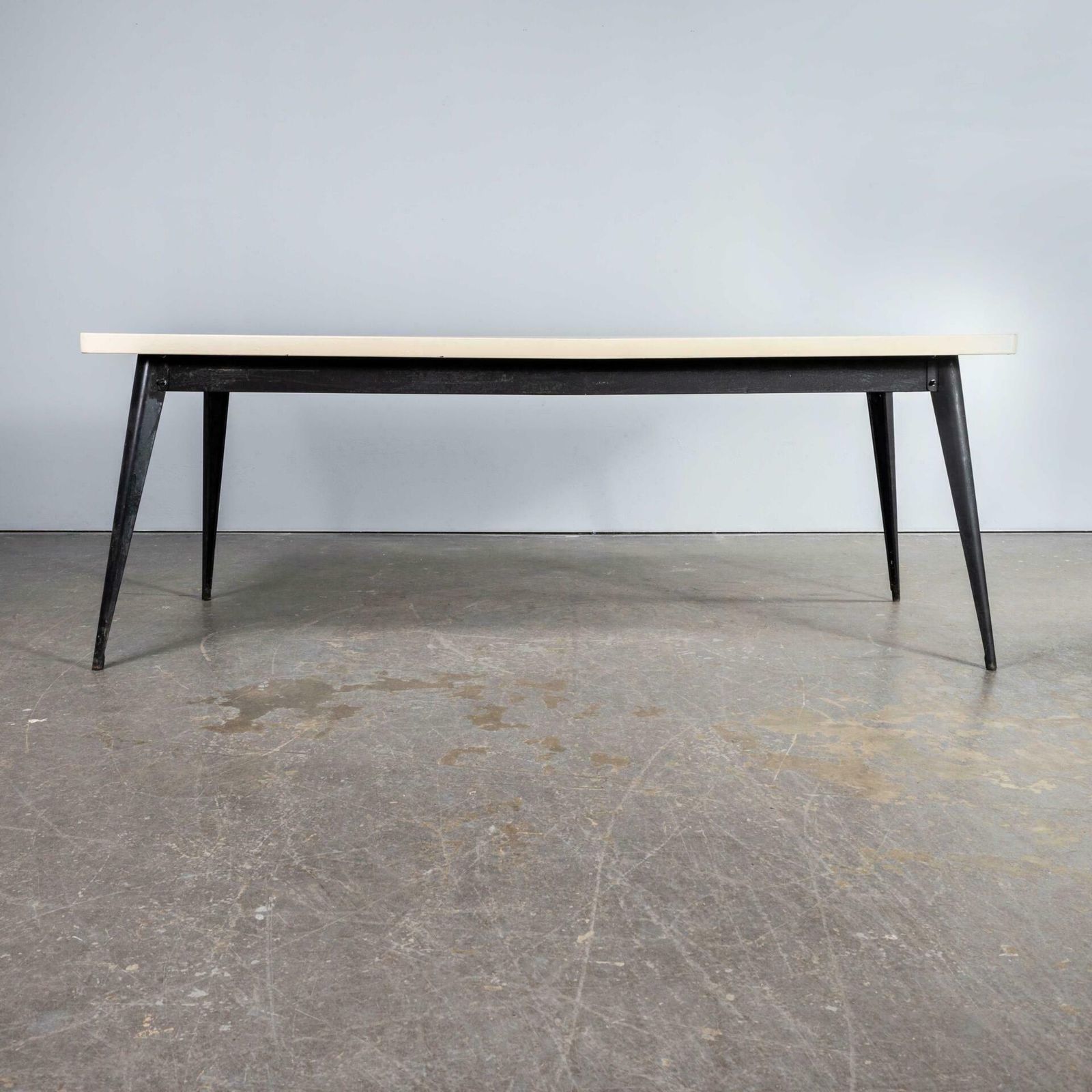 1960’s Original French T55 Tolix Rectangular White 2 Metre Dining Table. (932.4) photo vinterior