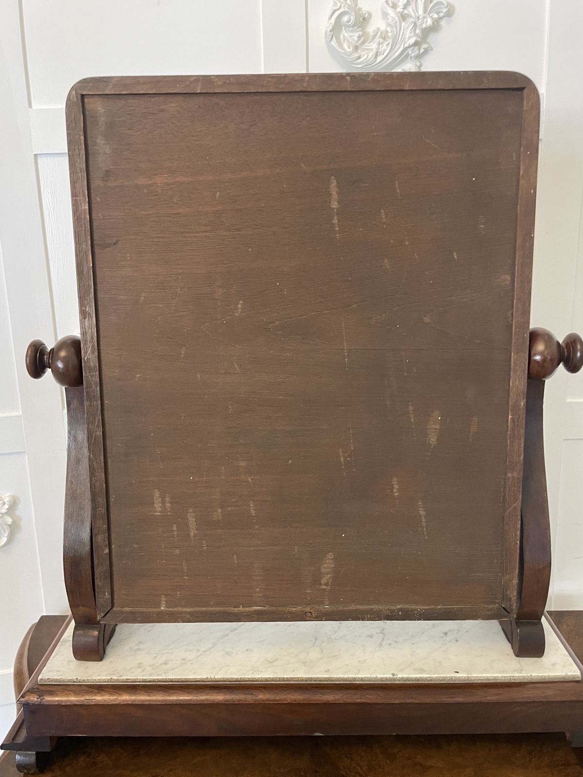Large Antique 19th Century Mahogany And Marble Topped Swing Mirror photo furniture