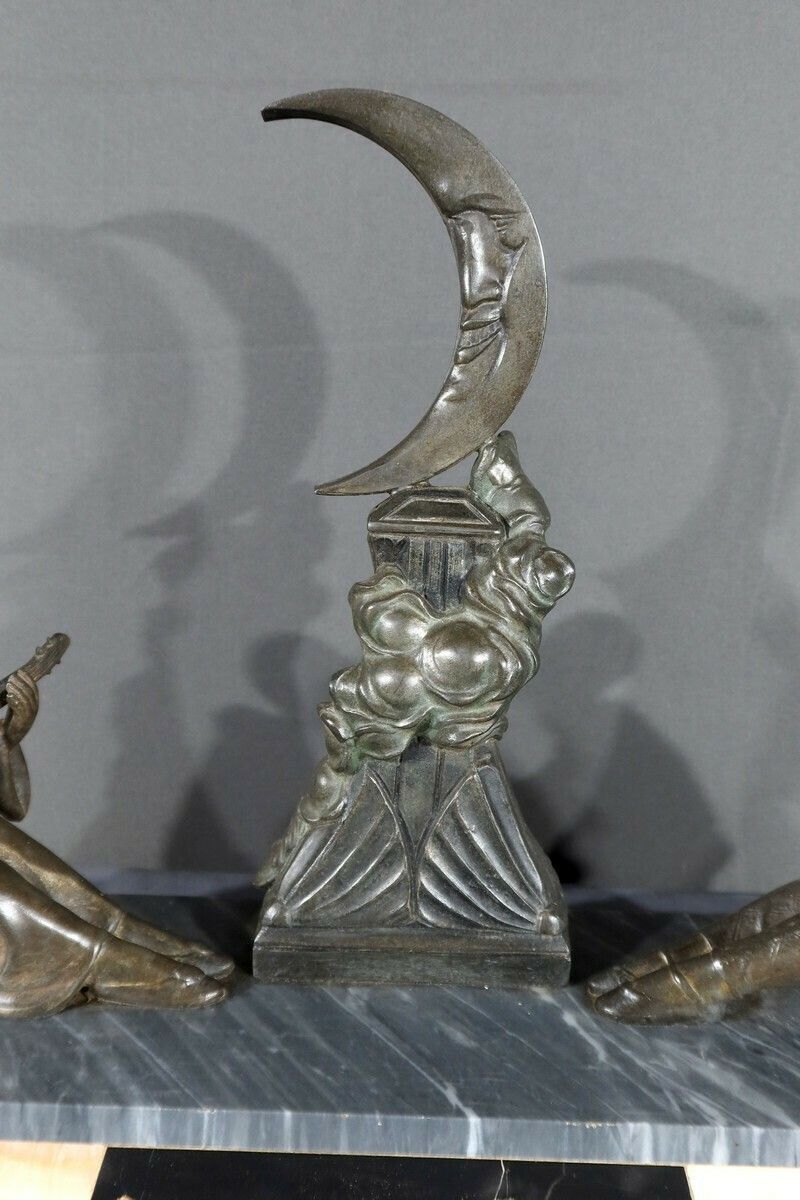 Regulate Sculpture Of Pierrot And Columbine – Early 20th Century photo vintage