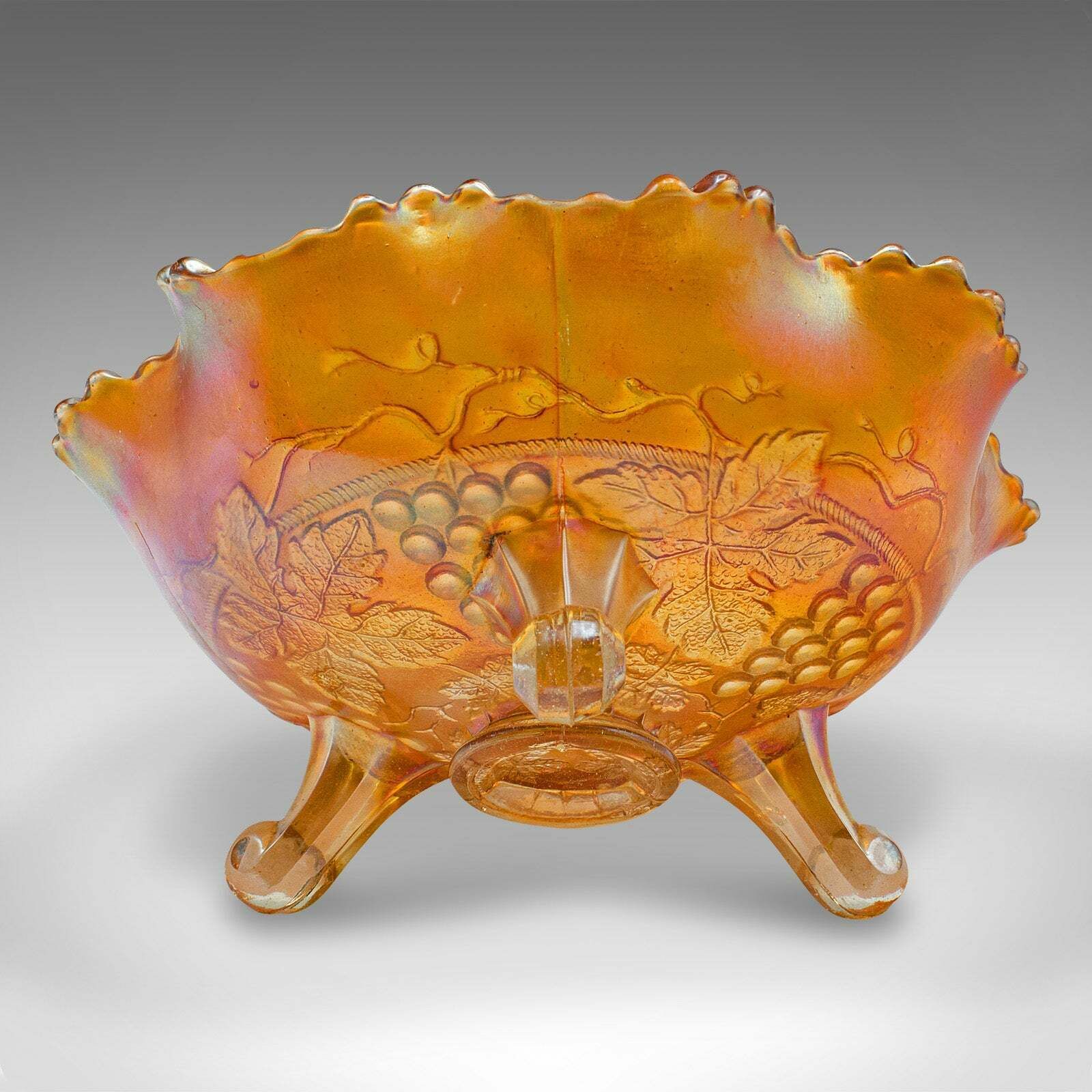 photo furniture Vintage Carnival Bowl, English Lustre Glass, Decorative Confectionery Dish, 1930