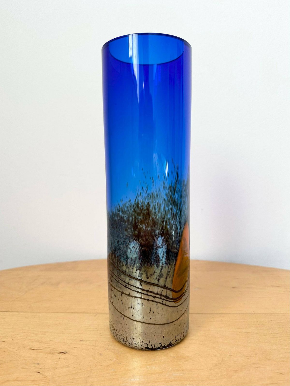 photo for sale Milan Vobruba Vase, Glashyttan Gusum, Blue Glass