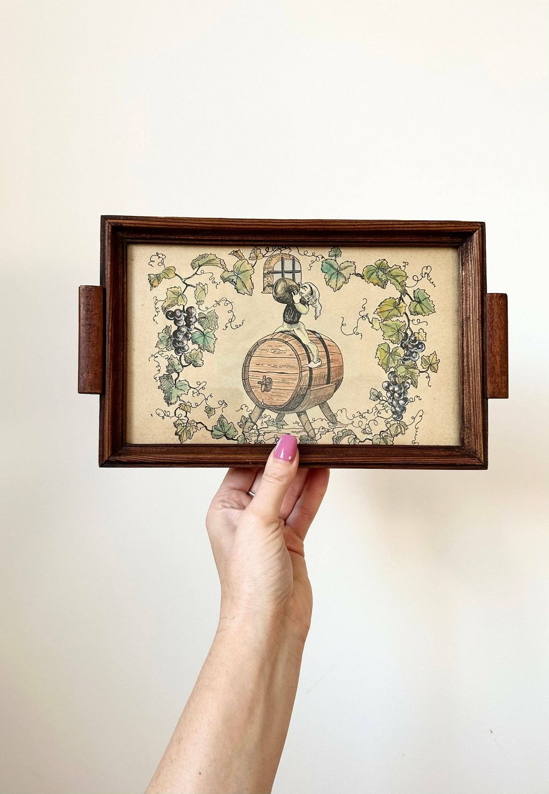 Wooden Tray With Watercolour Painting, Handmade Wooden Tray, Decorative Serving Tray photo furniture