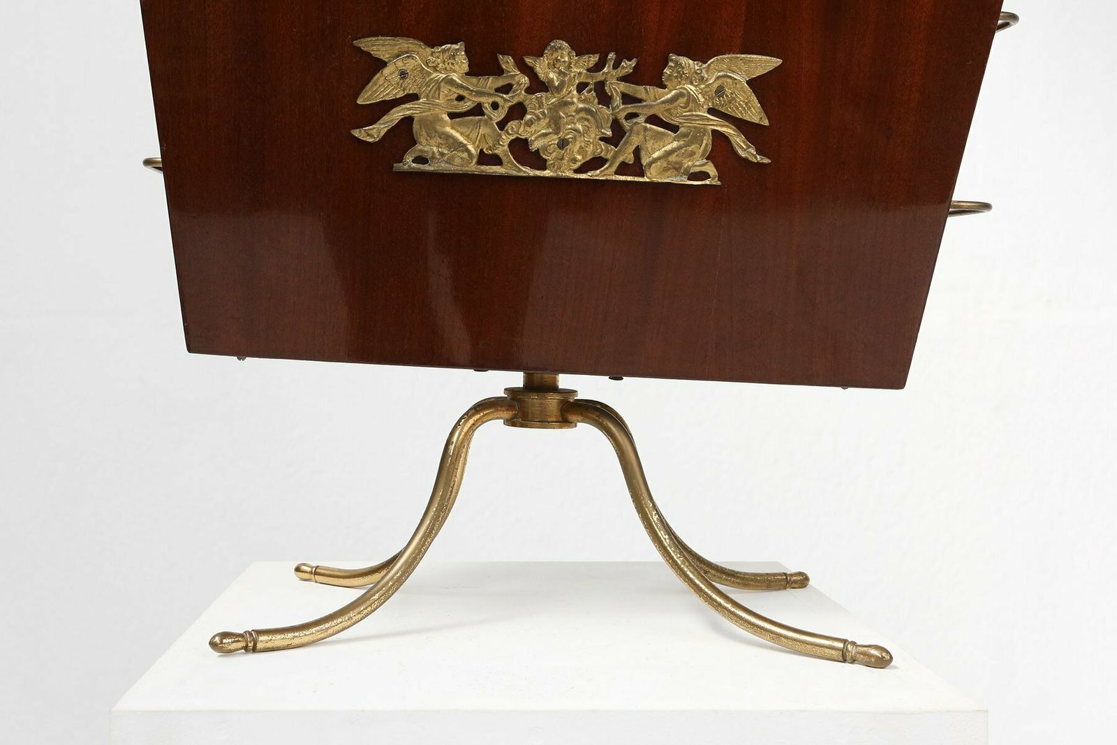 Magazine Rack With Messing Decorations And Feet, France, 1950s photo buy