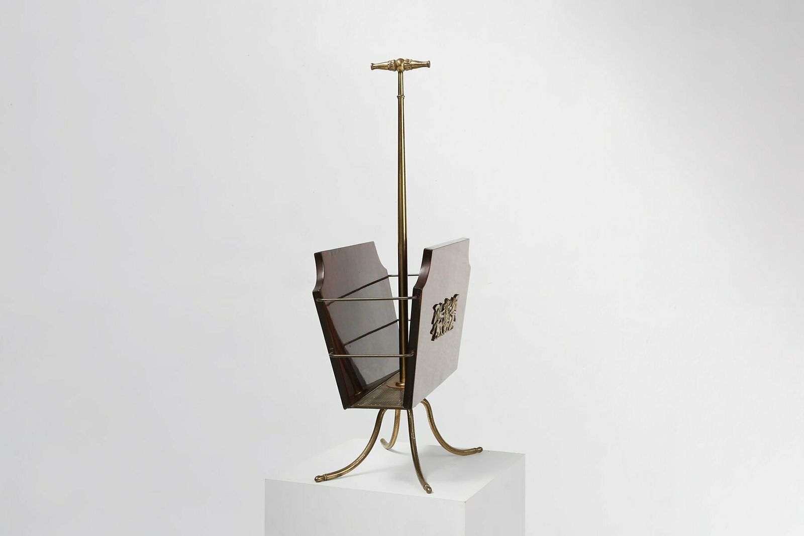 Home Decor Magazine Rack With Messing Decorations And Feet, France, 1950s photo