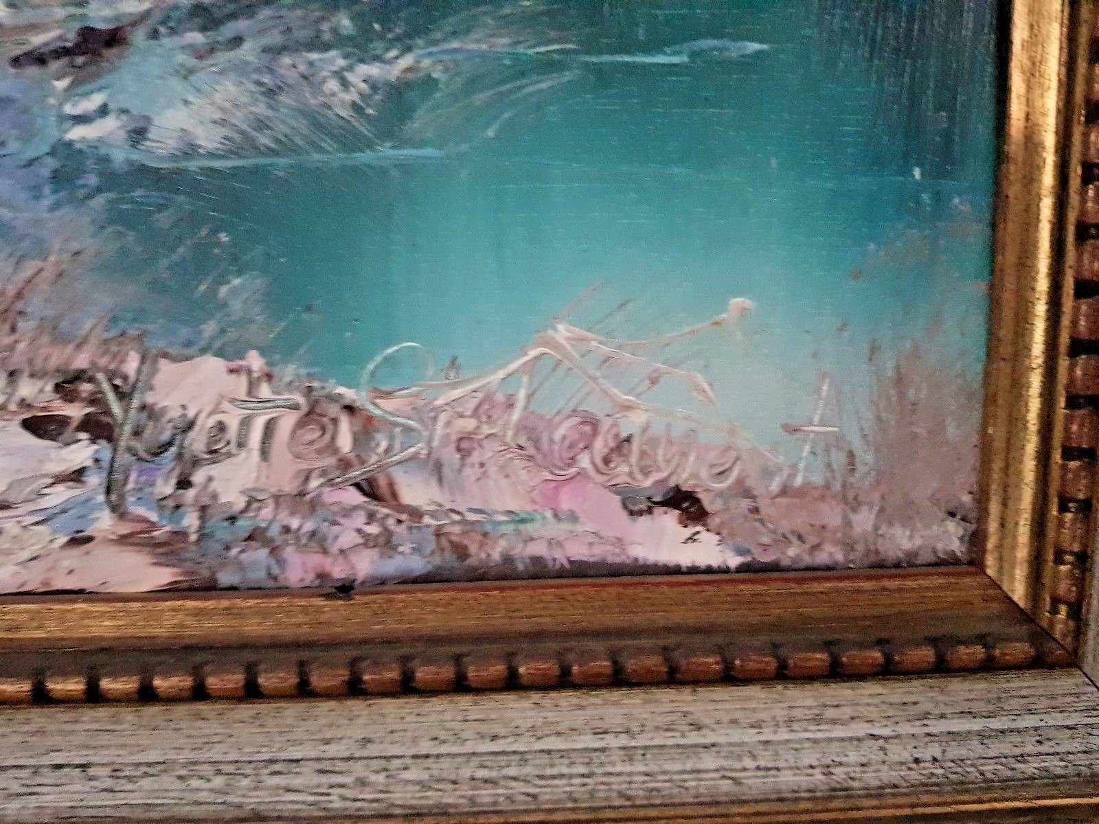 2 Large Landscape Oil Relief Paintings Spring & Winter Signed Yvette St Laurent photo furniture