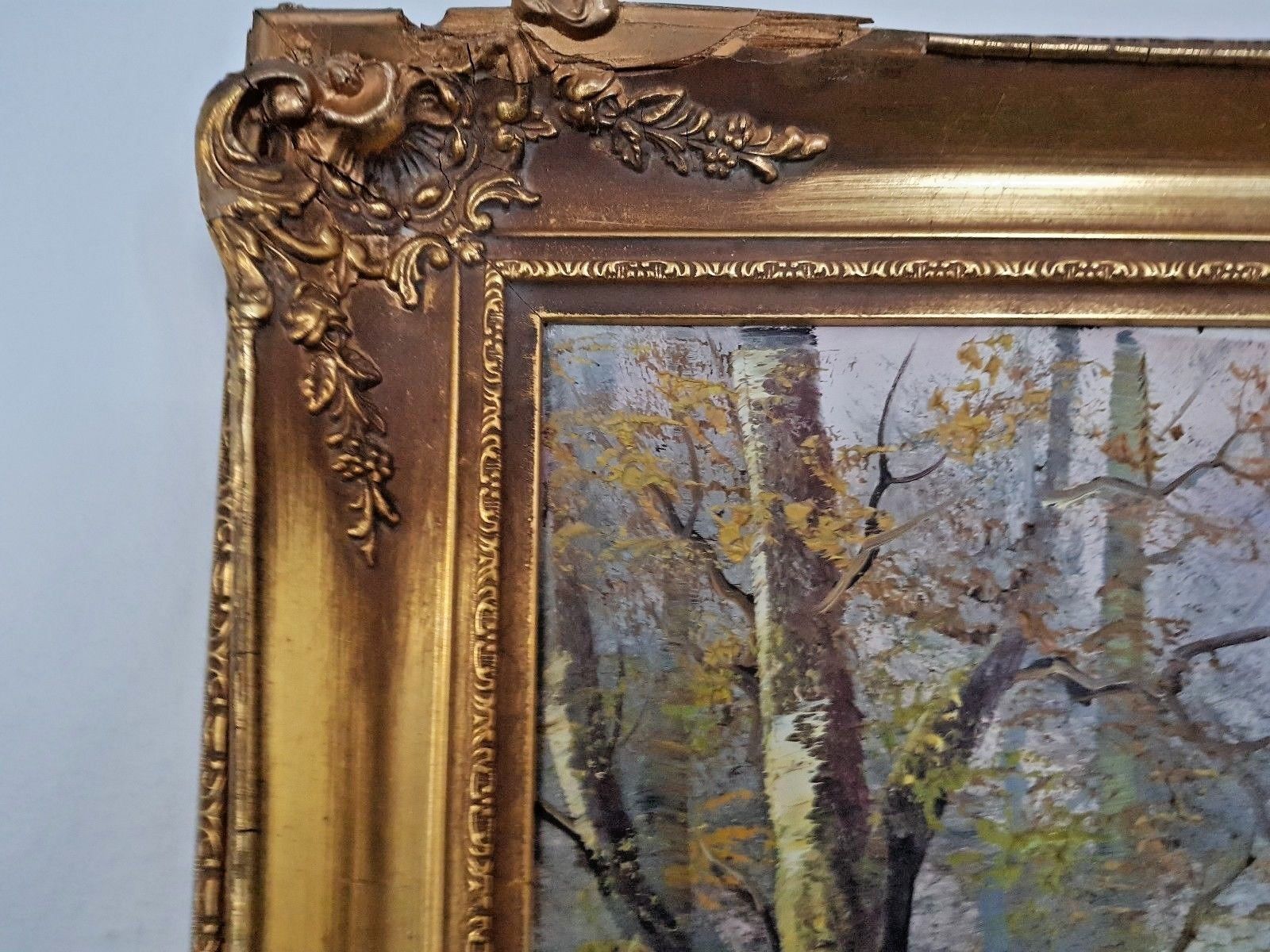 2 Large Landscape Oil Relief Paintings Spring & Winter Signed Yvette St Laurent photo vinterior