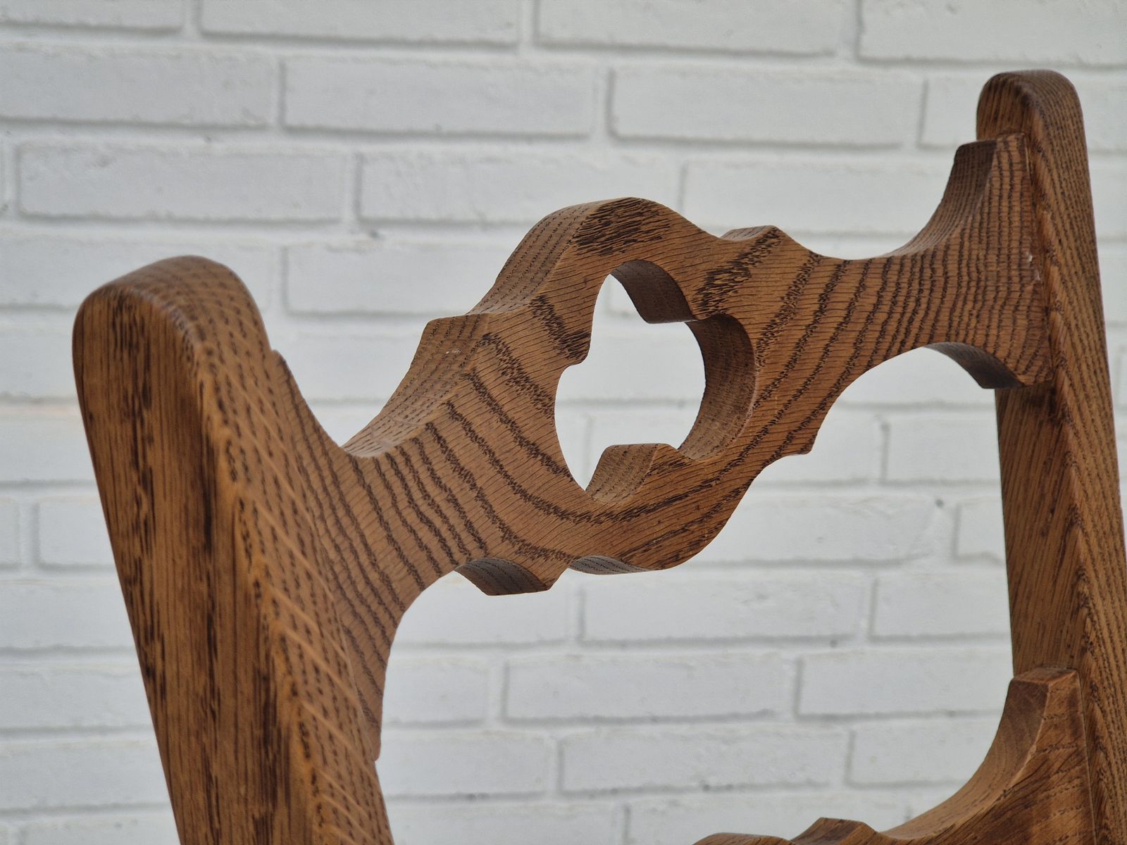 1970s, Set Of 4 Danish Dining Chairs, Original Condition, Oak Wood, Furniture Velour. photo vintage