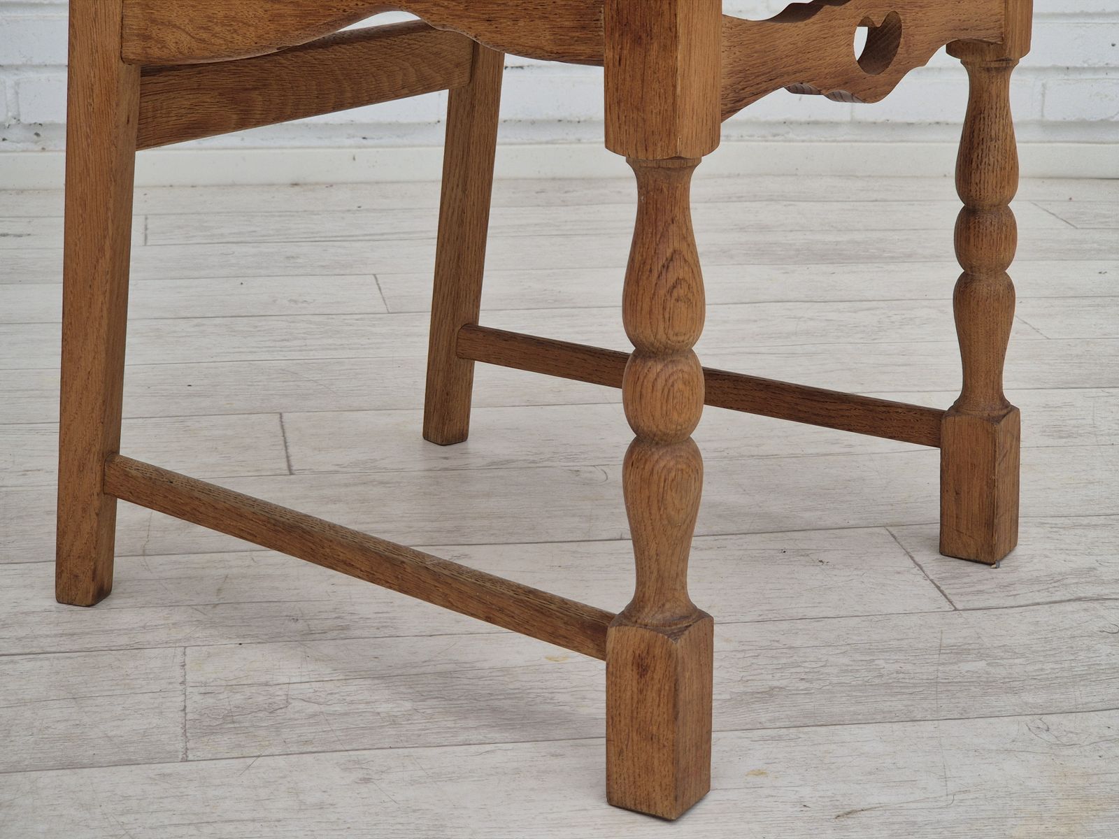 1250.0 1970s, Set Of 4 Danish Dining Chairs, Original Condition, Oak Wood, Furniture Velour. photo