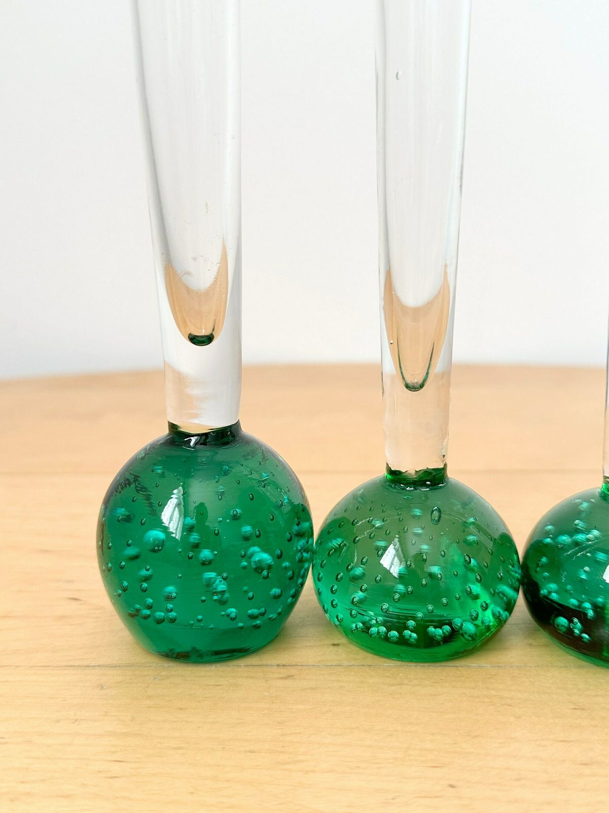Vintage Glass Vases, Set Of 3 Single Flower Vases, Slim Neck Vases photo Home Decor