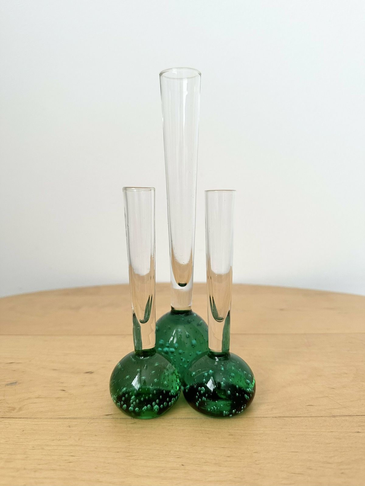 photo for sale Vintage Glass Vases, Set Of 3 Single Flower Vases, Slim Neck Vases