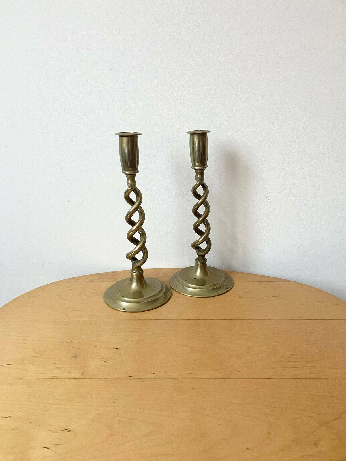 Brass Spiral Candlestick Holders, Pair Of Candleholders, Tall Candlesticks Holder