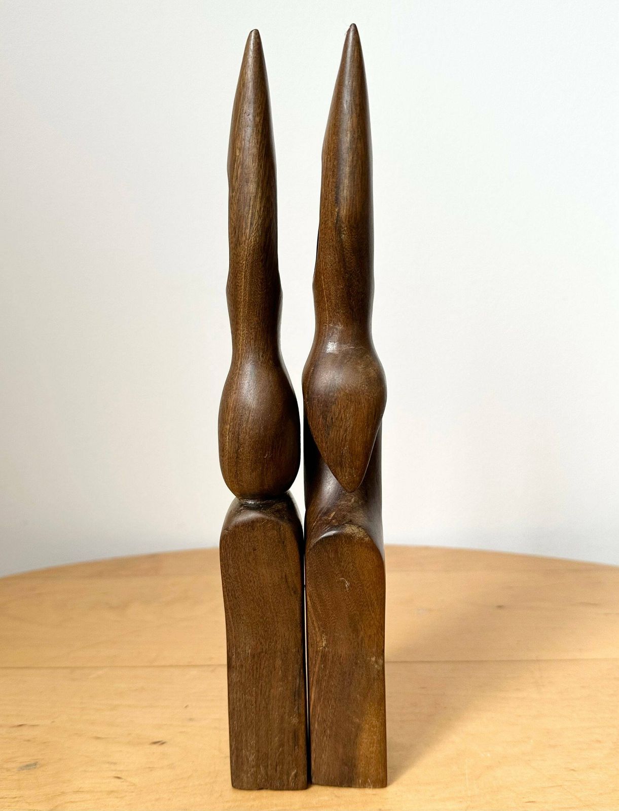 photo for sale Hand Carved Biomorphic Wooden Sculptures, Man And Woman, Abstract Wood Carvings
