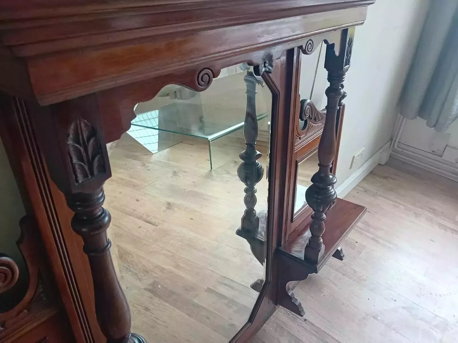 Beautiful Circa 1880 Victorian Mahogany Antique Overmantel Mirror photo buy