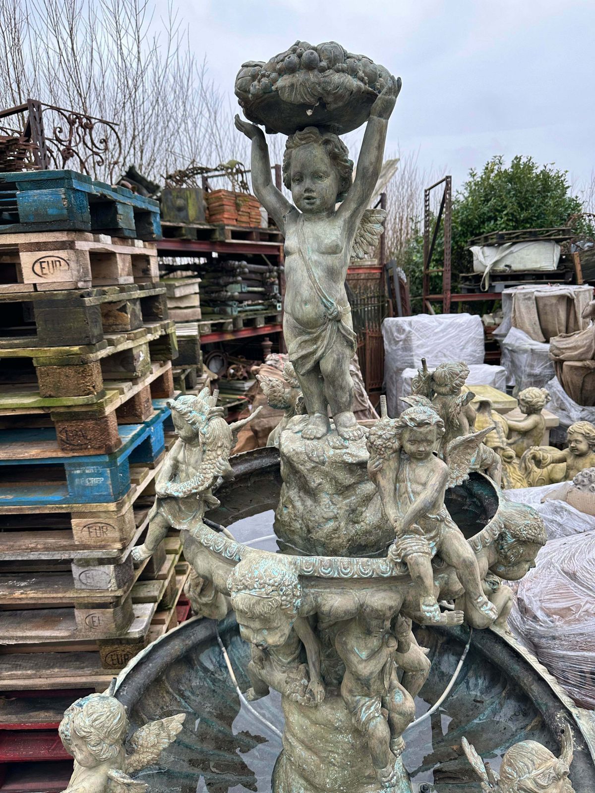 Fantastic, 1920’s Solid Bronze French Cherub Water Fountain photo Garden Decor