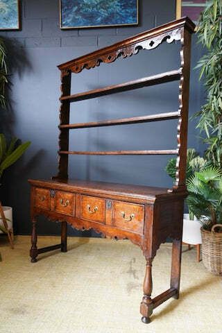 Late Georgian Early Victorian Welsh Dresser Solid Oak Brass Bail Pulls photo buy