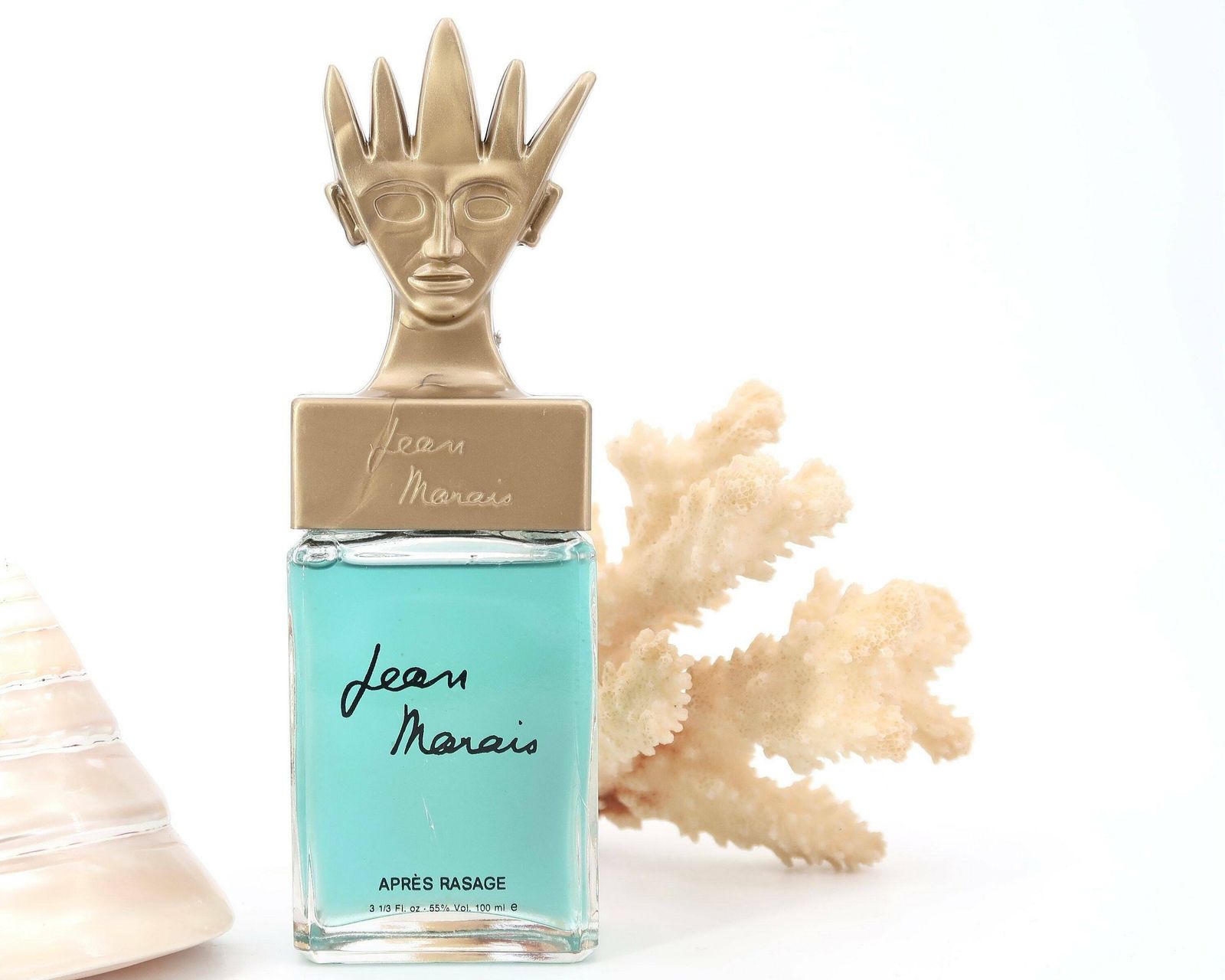 French Jean Marais Bottle, Based On A Drawing By Jean Cocteau, Made In France / Blue, Bathroom, Après Rasage, Perfume, Sculpture