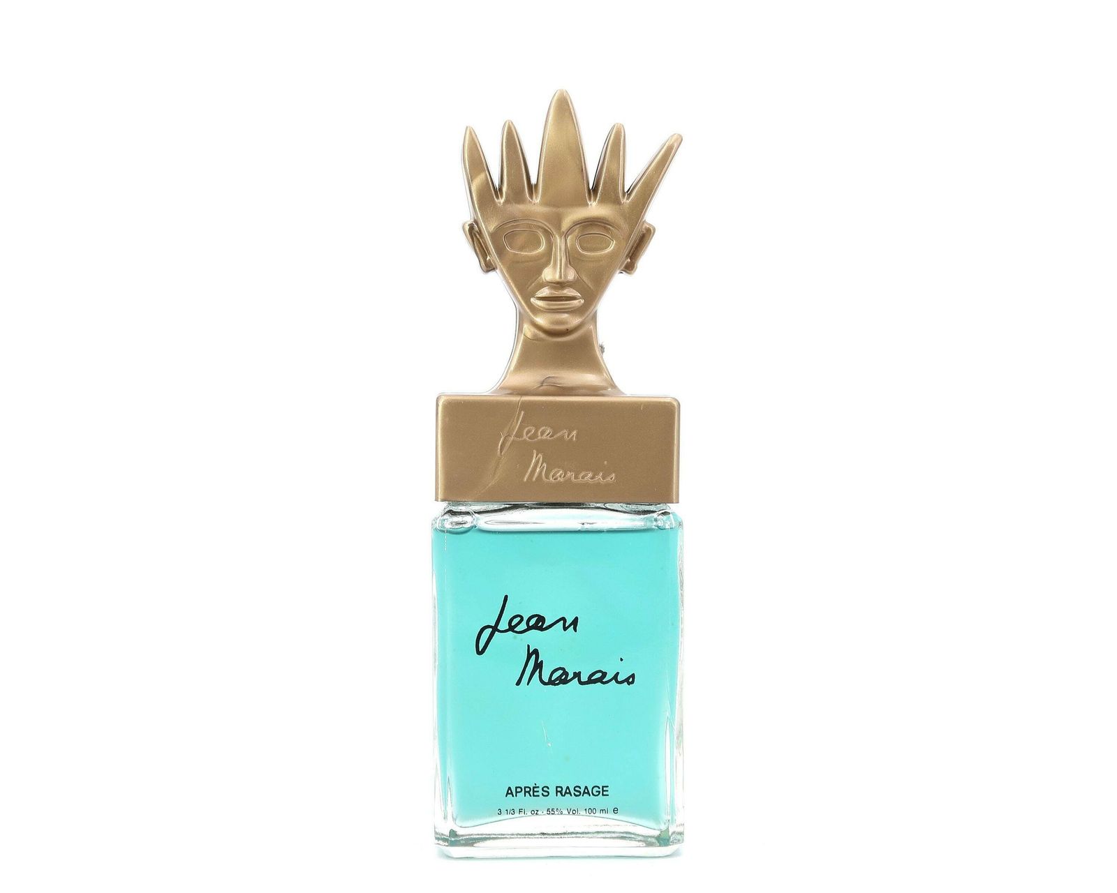 French Jean Marais Bottle, Based On A Drawing By Jean Cocteau, Made In France / Blue, Bathroom, Après Rasage, Perfume, Sculpture photo furniture