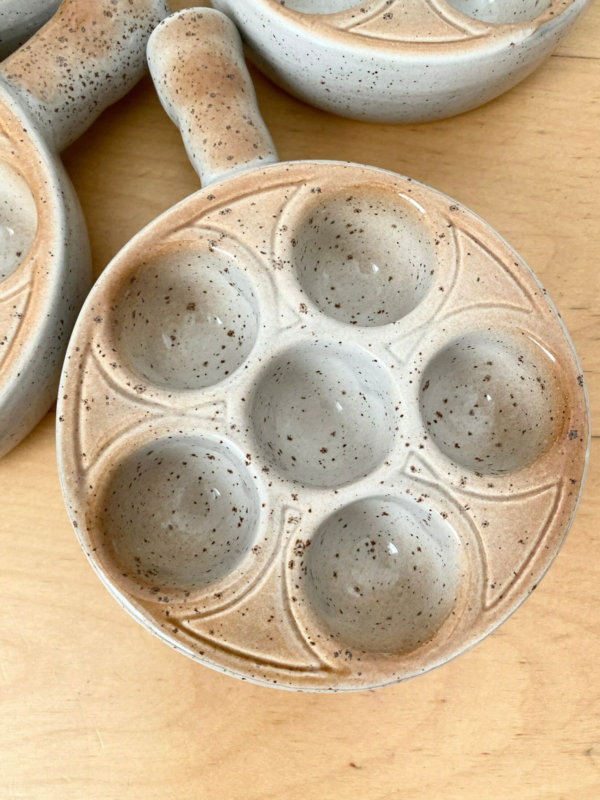 Emilie Henry French Escargot Baking And Serving Dish, Crème Brûlée Coloured Set Of 4 Snails Plate, French Ceramics photo buy