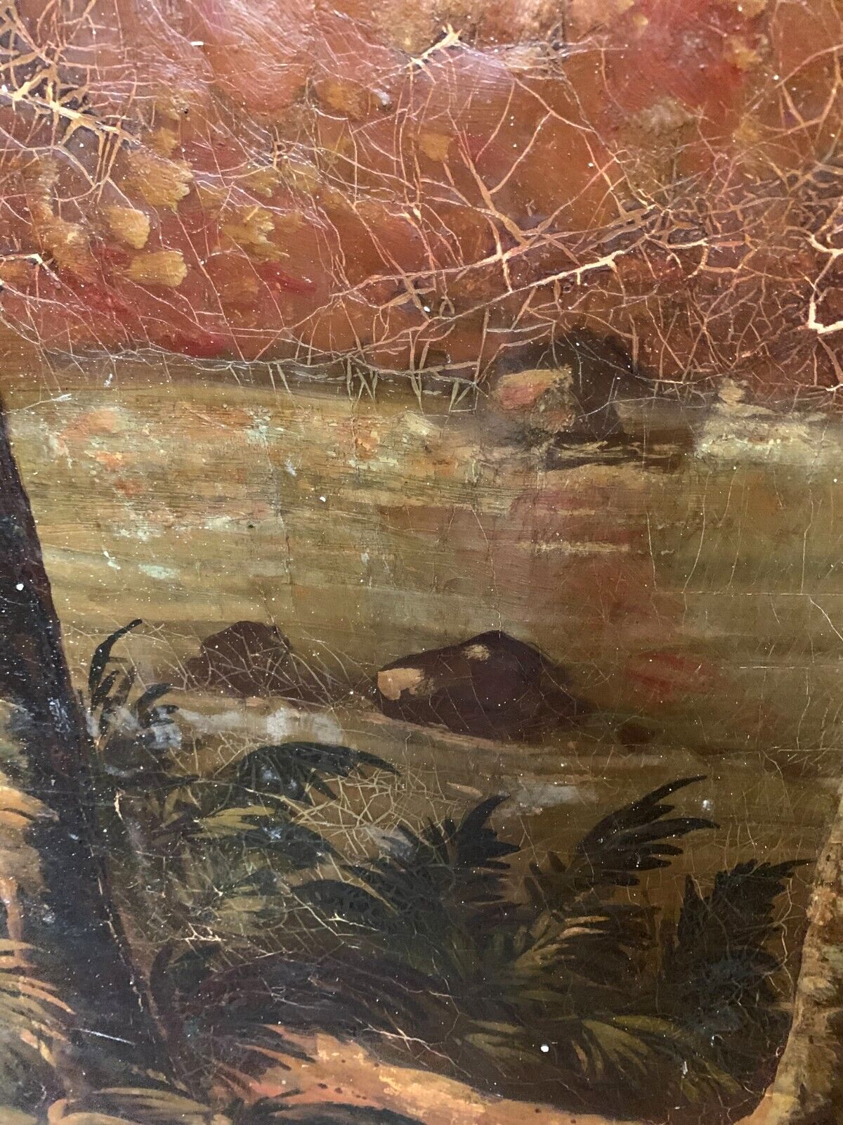 Oil On Canvas "View Of A Watercourse" Decorative Wall Panels 20th Century photo 828.0