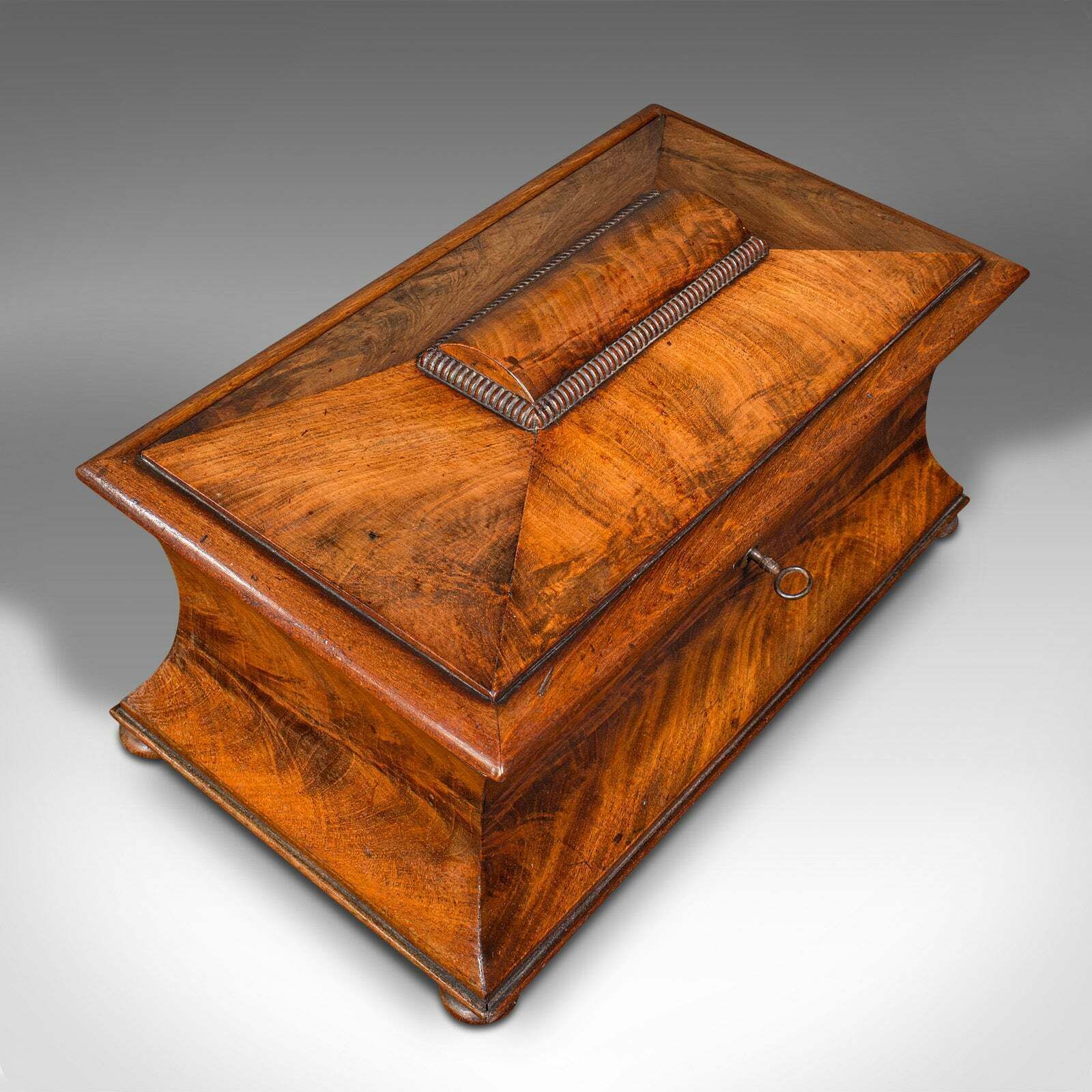 Antique Drawing Room Tea Caddy, English, Flame, Sarcophagus, Regency, Circa 1820 photo buy