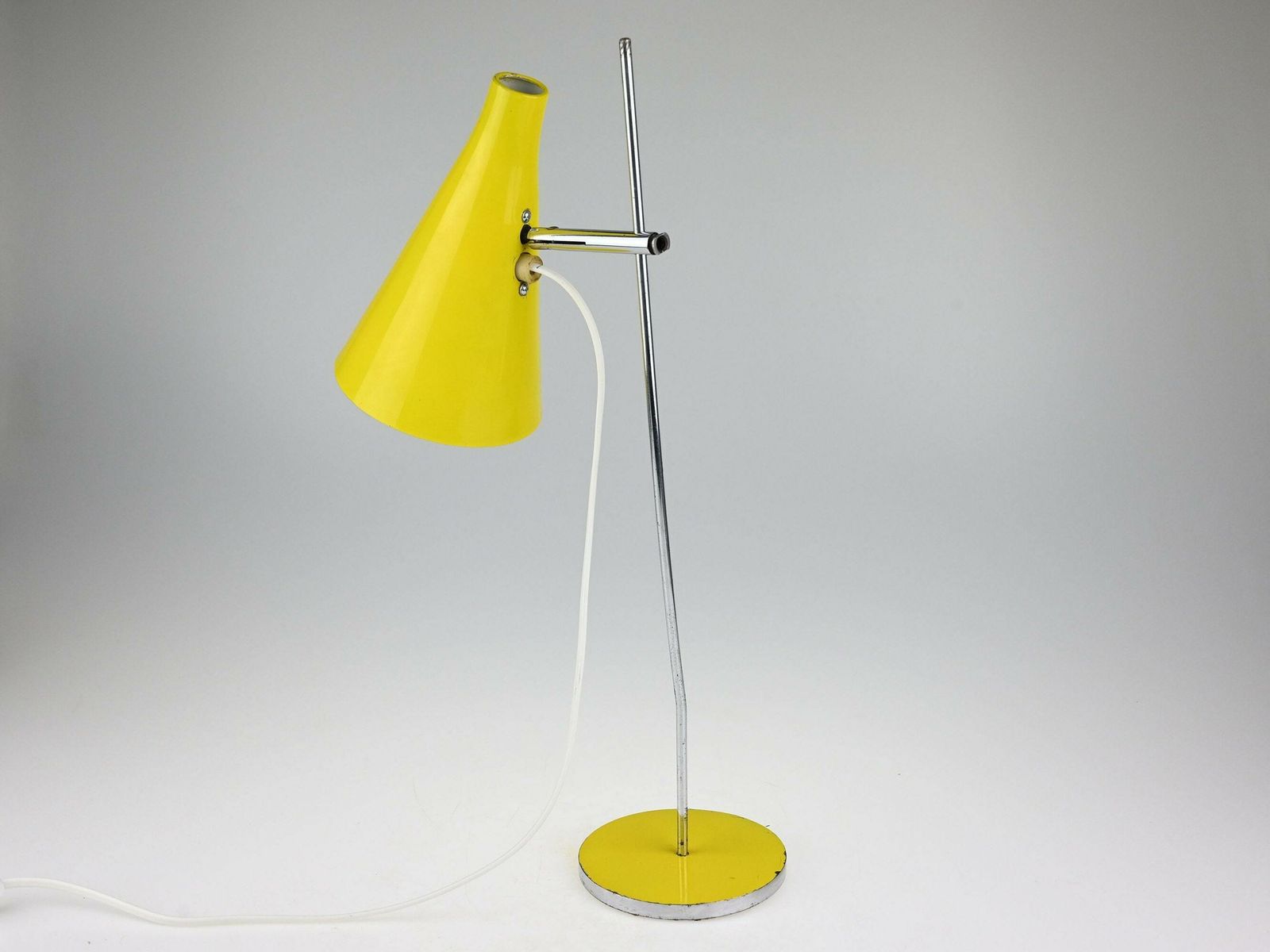 Vintage Yellow Table Lamp By Josef Hurka For Lidokov, Vintage Table Lamp, Industrial Lamp, Desk Lamp, Mid Century Lamp, Mid Century Light photo for sale