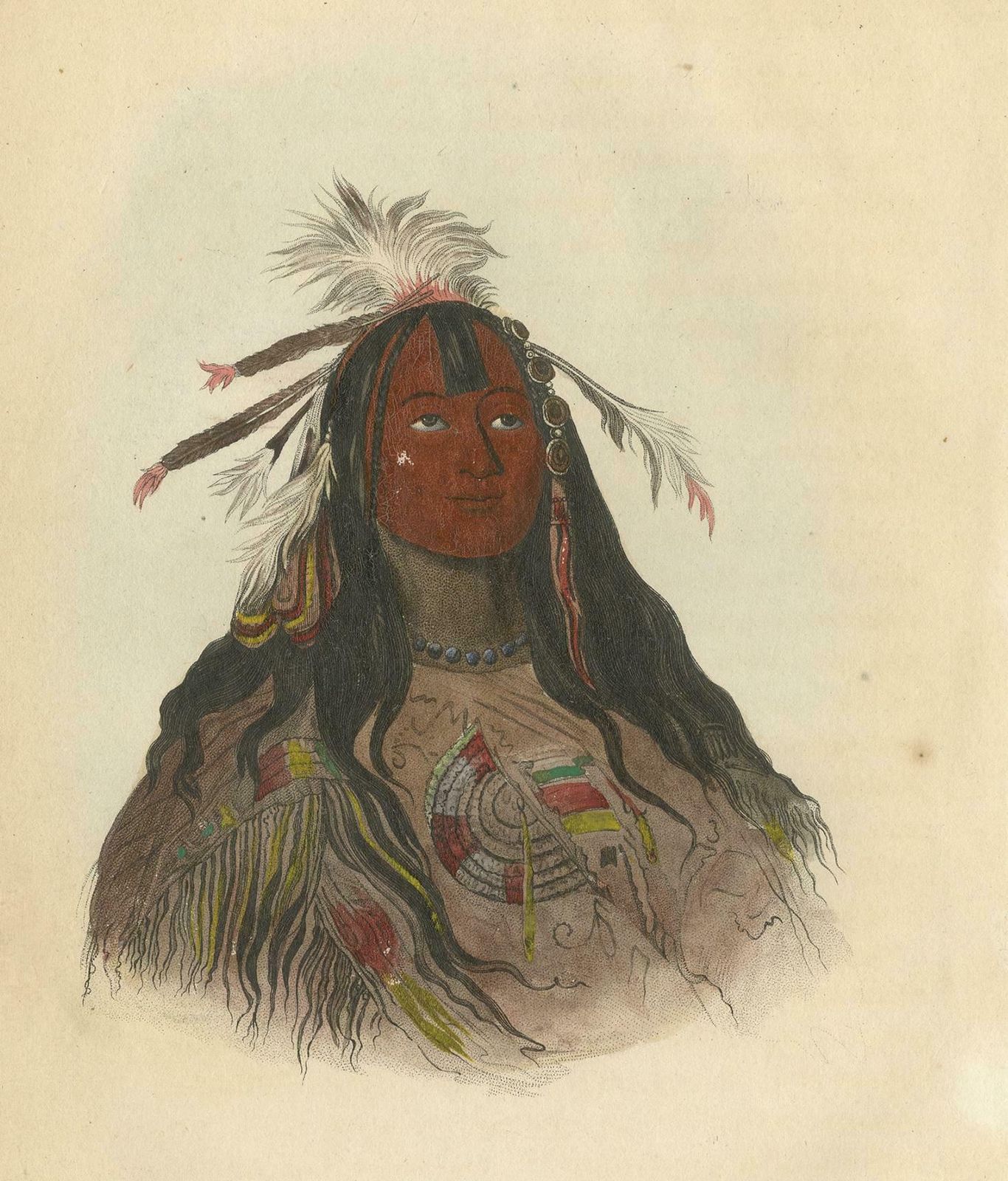 Antique Print Of A Flat Head Warrior By Prichard '1843' photo for sale