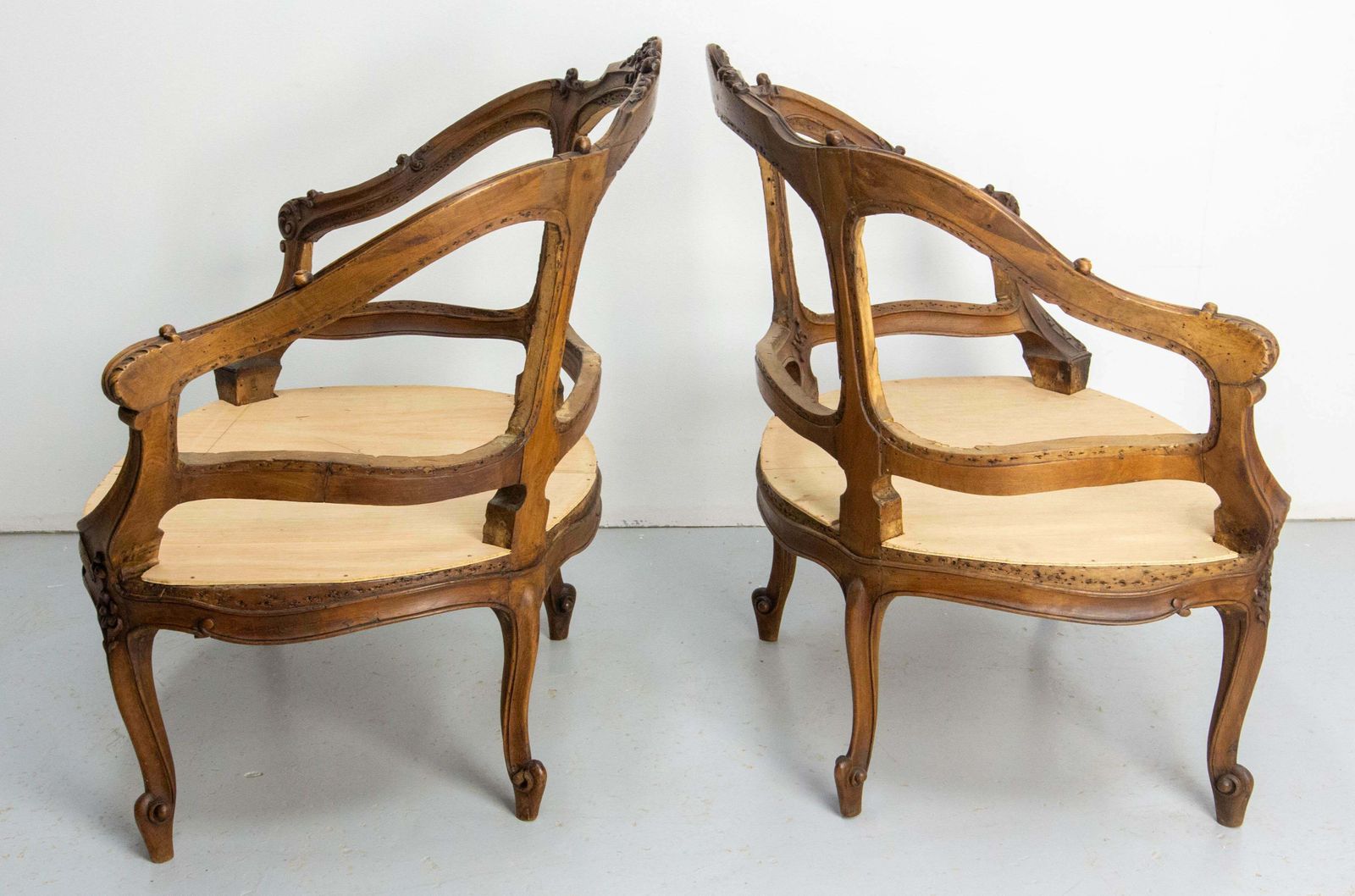 Pair Of Louis XV Revival Open Armchairs To Cane Or Upholster French, 19th C photo buy