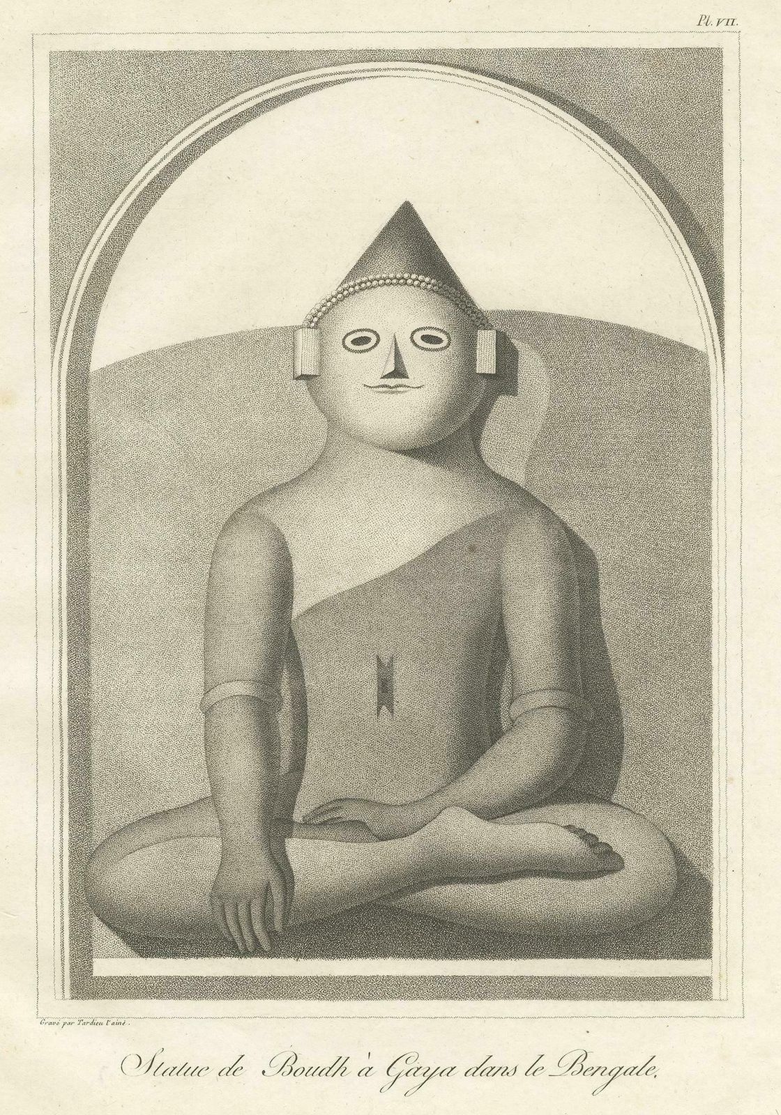 Antique Print Of The Great Buddha Statue 'Bodh Gaya' By Symes '1800' photo furniture