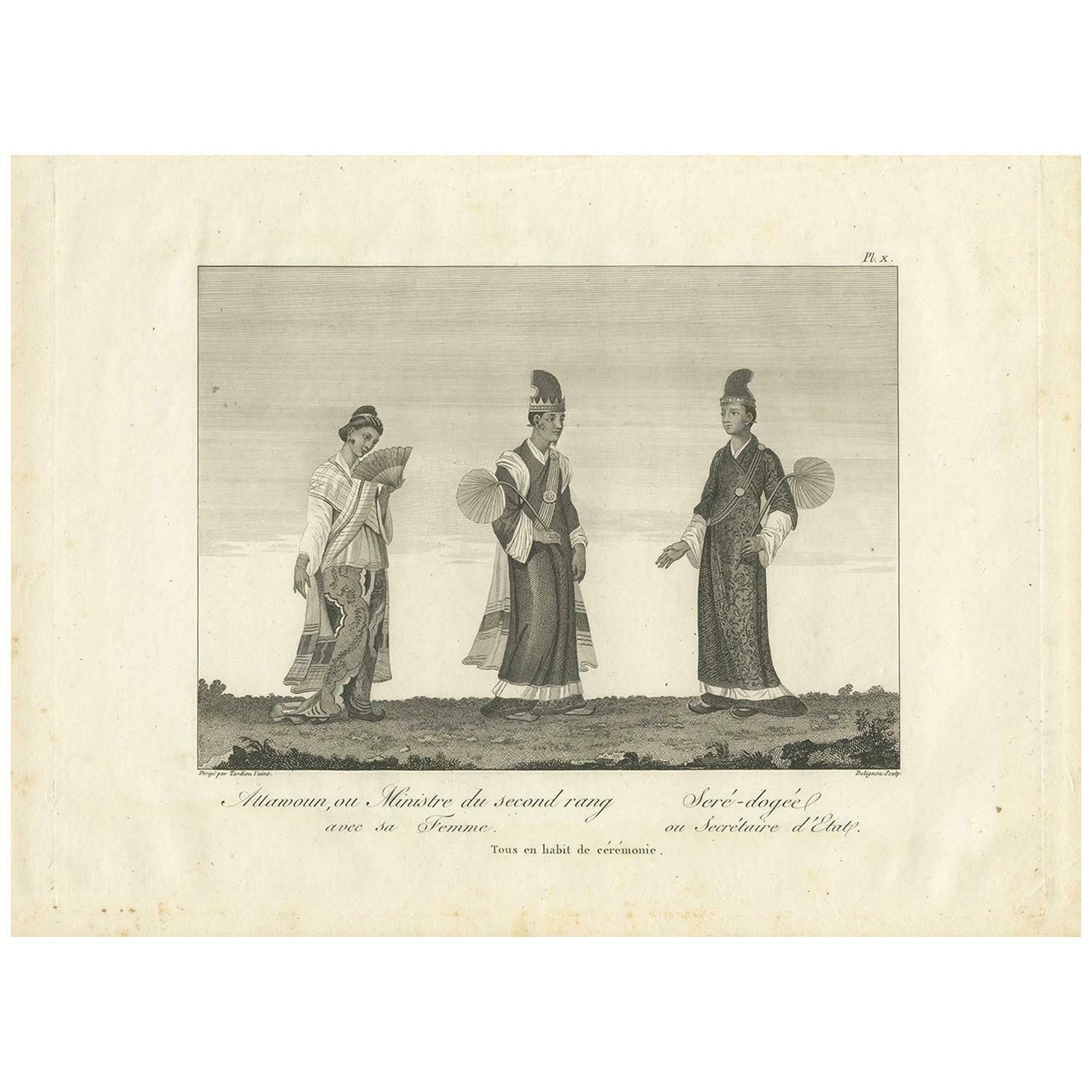 Antique Print Of A Burmese Minister And Secretary By Symes, 1800 £129.25