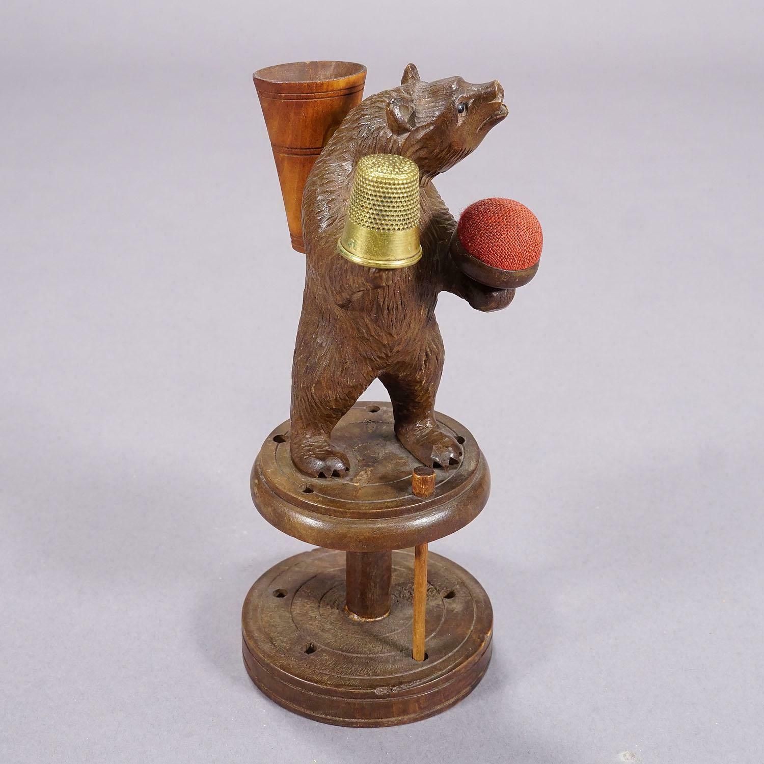 photo furniture A Lovely Carved Black Forest Bear For Sewing Utensils, Pierre Michel, Brienz