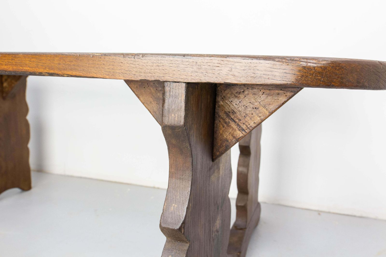 Pair Of French Antique Benches Massive Chestnut, Circa 1900 photo vintage