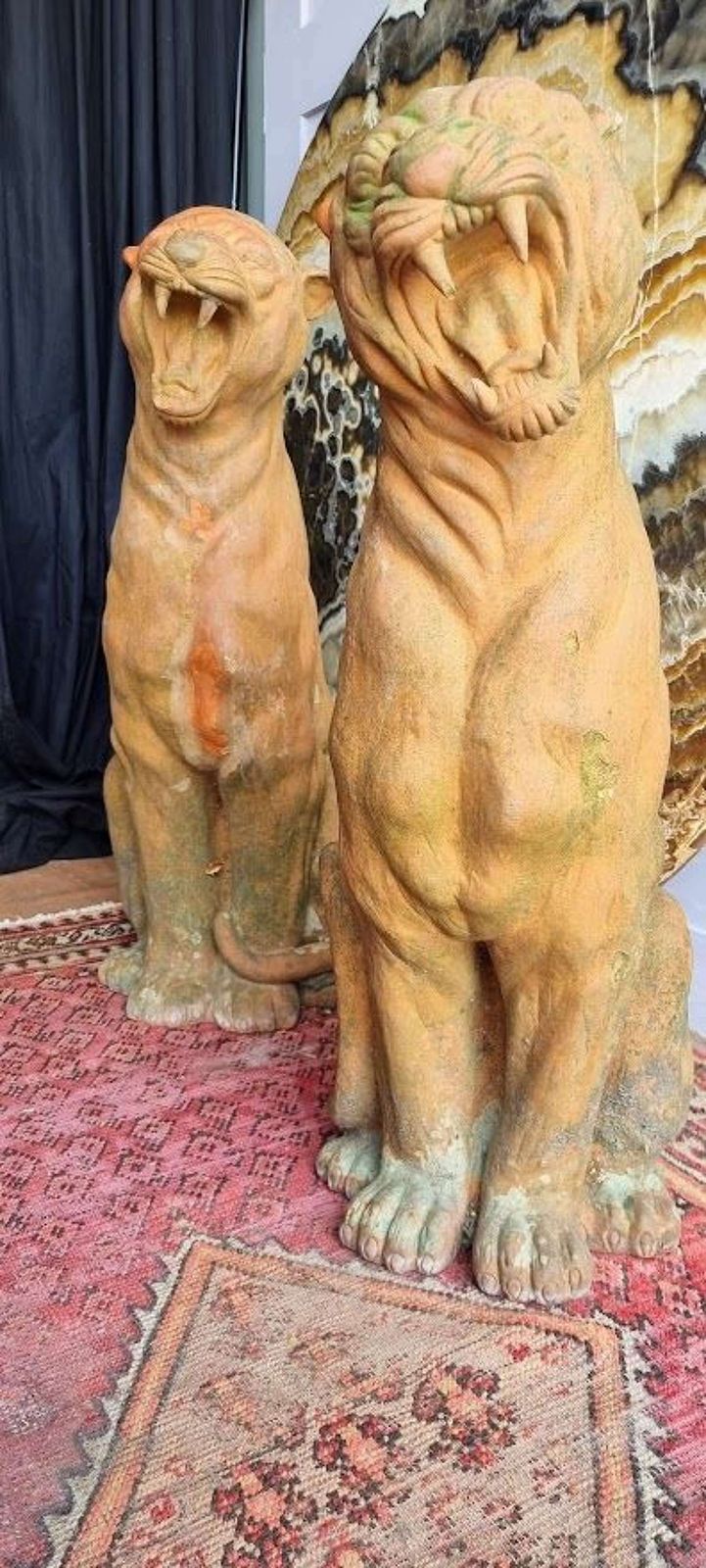 A Pair Of Mid 20th Century Italian Terracotta Garden Panthers photo 1800.0