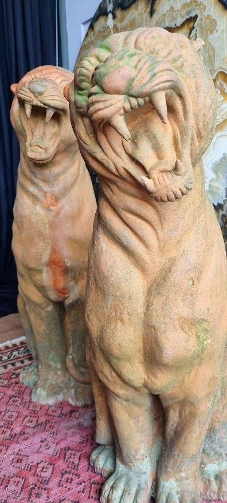 A Pair Of Mid 20th Century Italian Terracotta Garden Panthers photo vinterior