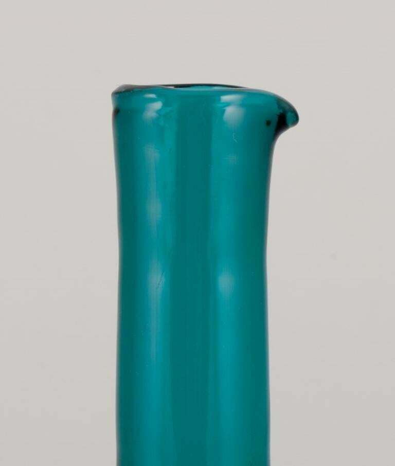 Nanny Still For Riihimäen Lasi, Finland. Vase/Bottle In Turquoise Art Glass photo for sale