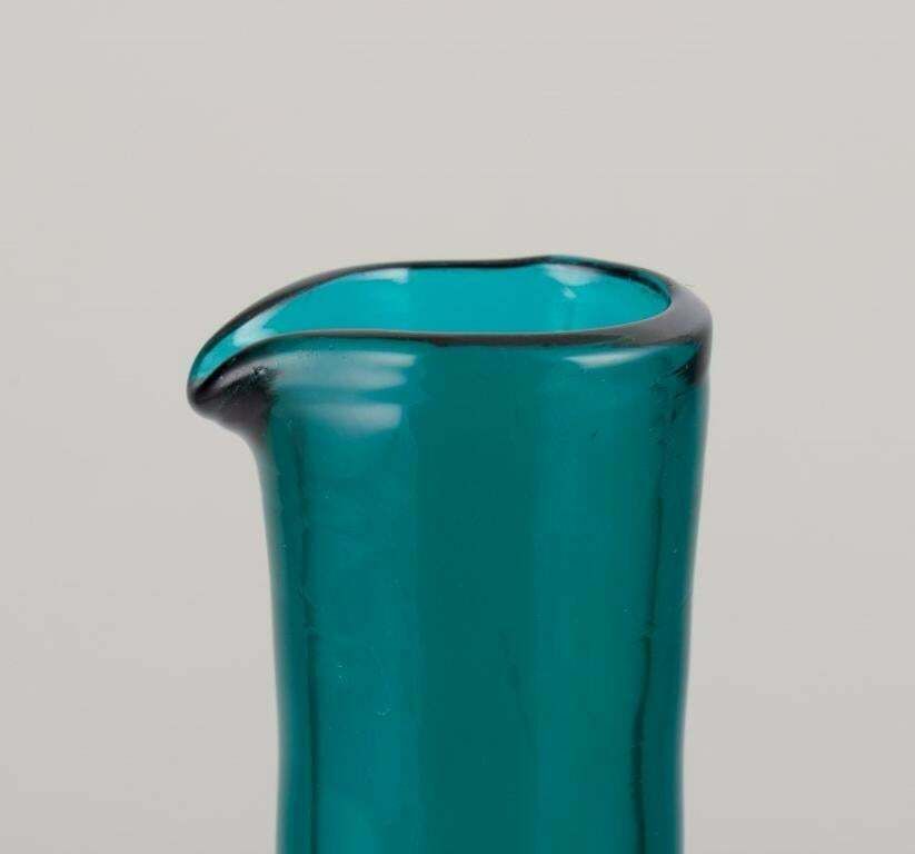 Nanny Still For Riihimäen Lasi, Finland. Vase/Bottle In Turquoise Art Glass photo 803.0