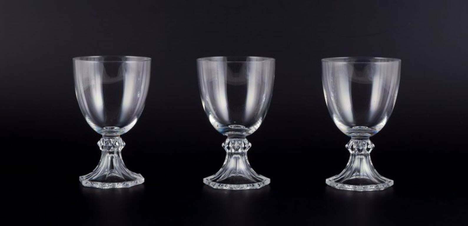 Val St. Lambert, Belgium. Set Of Three Red Wine Glasses In Crystal Glass. photo for sale