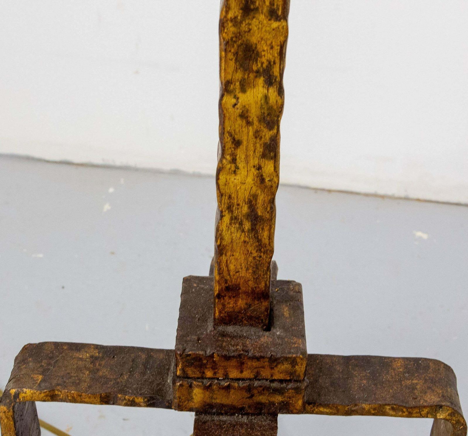 photo for sale Golden Wrought Iron Floor Lamp Lantern Antique Chandelier, French, Circa 1960