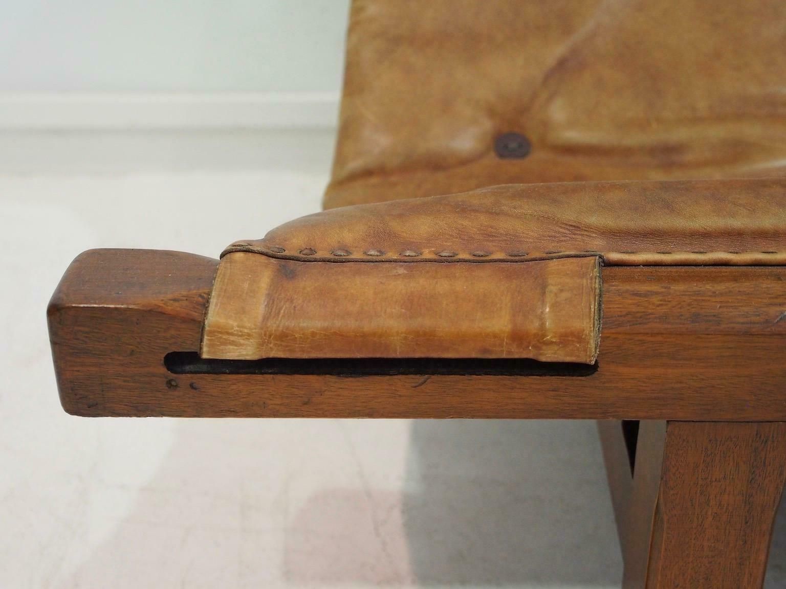 20th Century Brazilian Brown Leather And Hardwood Sofa photo buy