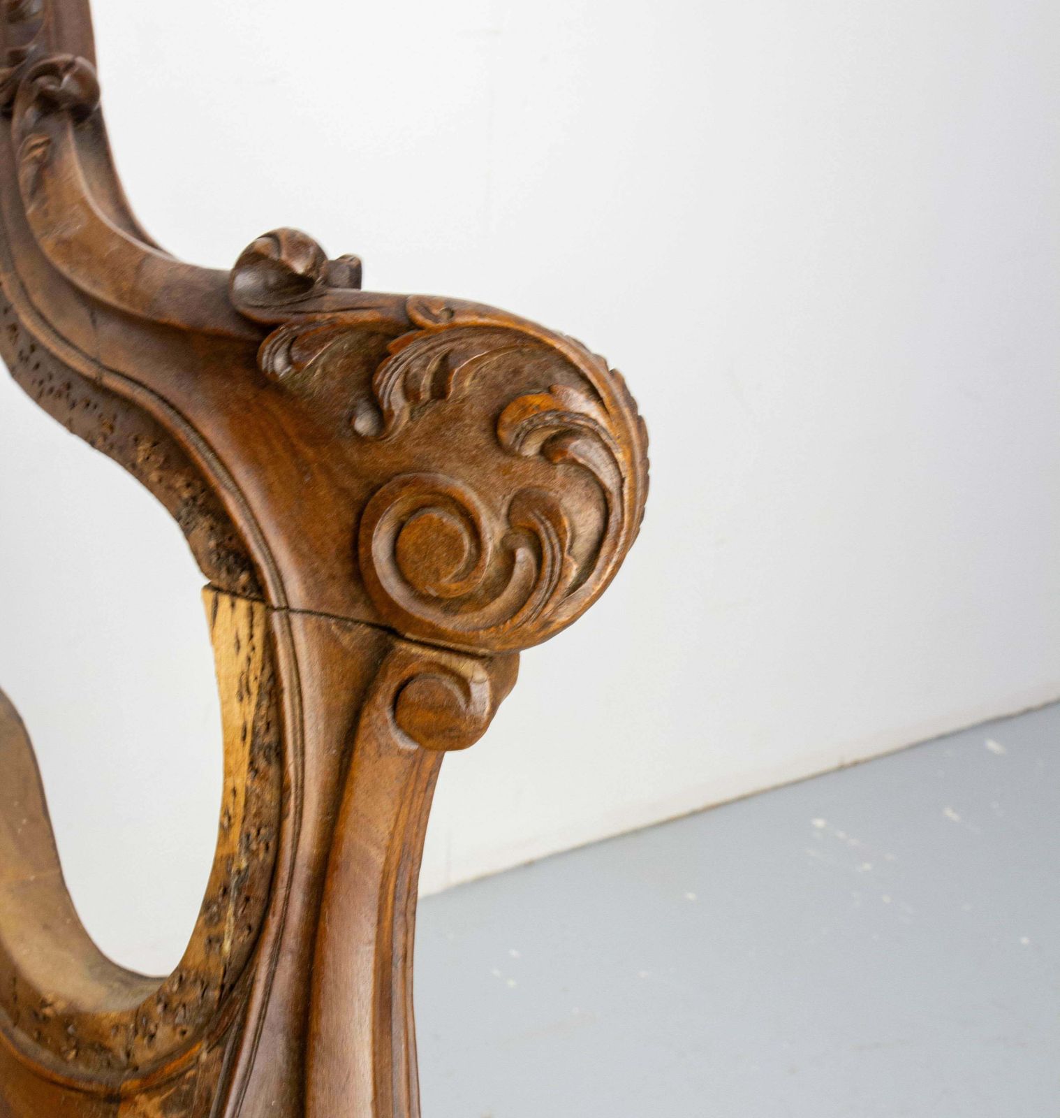 Louis XV Roccoco Revival Walnut Open Sofa To Cane Or Upholster French, 19th C photo vintage
