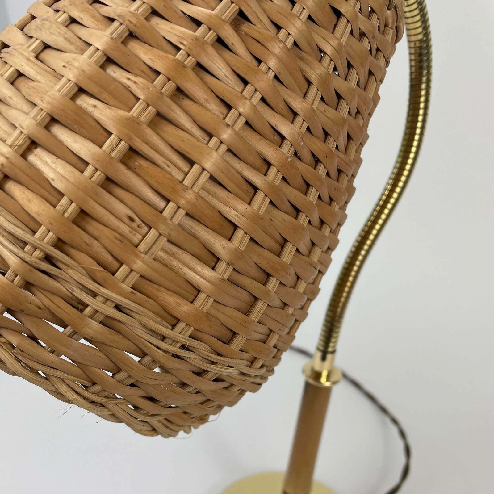 1361.0 Wicker, Bamboo & Brass Table Lamp, Austria 1950s photo