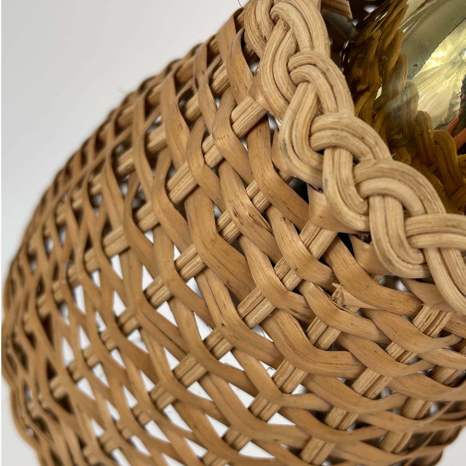 photo buy Wicker, Bamboo & Brass Table Lamp, Austria 1950s