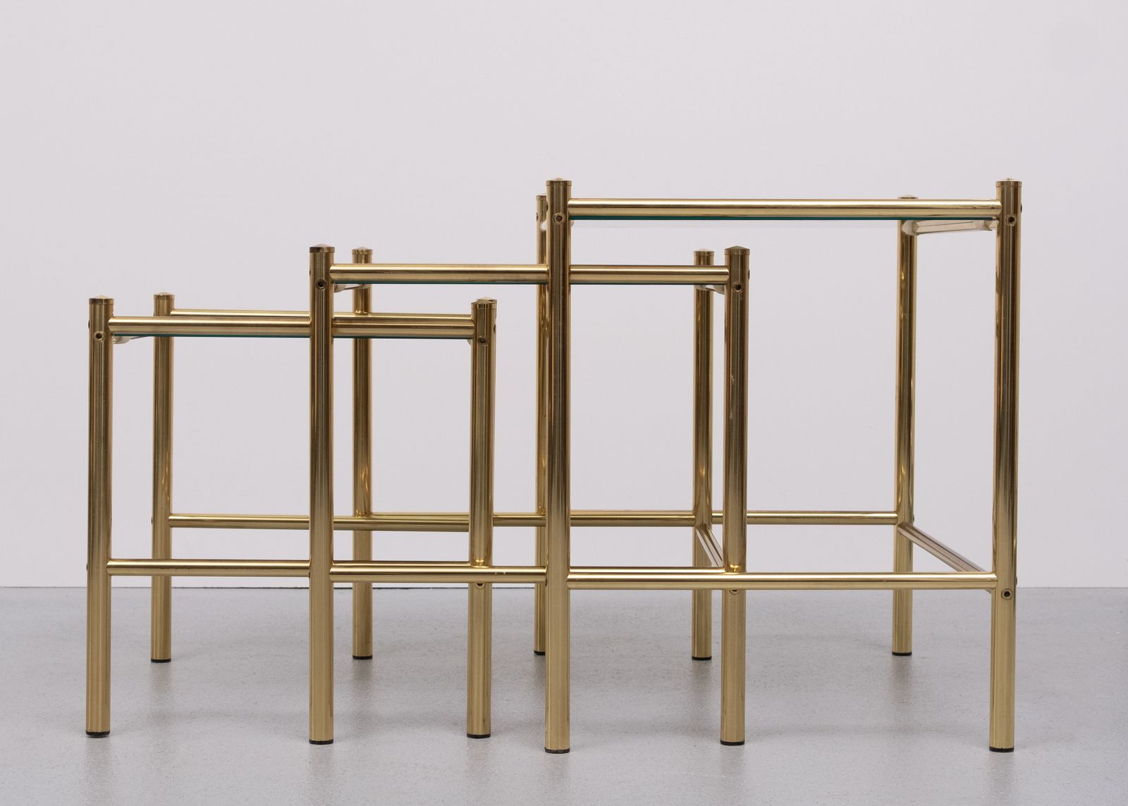 Brass Nesting Tables Hollywood Regency 1970s France photo for sale