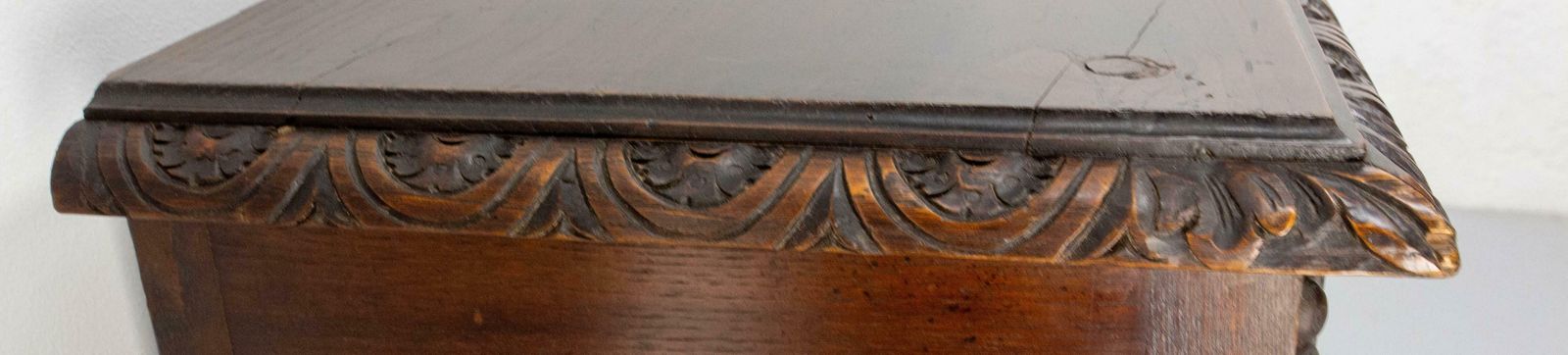 French Brittany Dressoir Buffet Chesnut Cabinet With Blazons, Late 19th Century photo vinterior