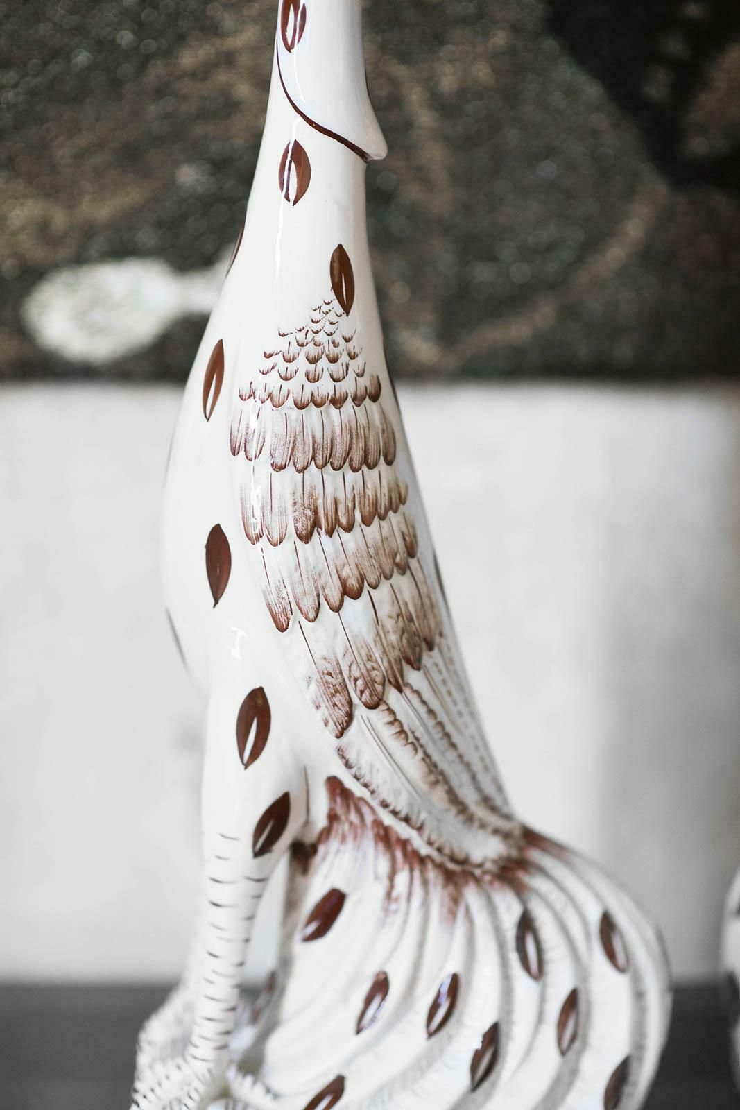 Pair Of Roosters In Glazed Ceramic With Handmade Decorations photo 2895.0