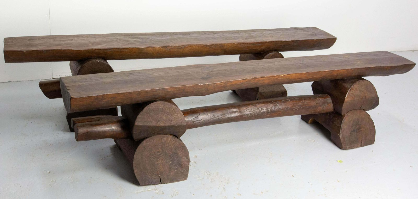 photo buy Pair Of French Vintage Style Farmhouse Benches Massive Pine, Circa 1960