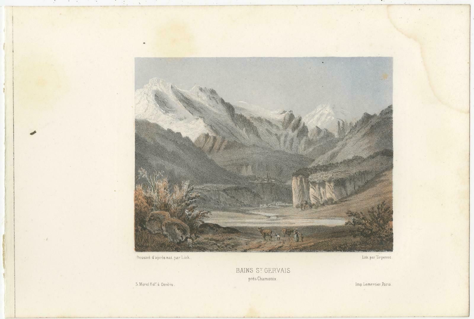 Set Of 3 Antique Prints Of Switzerland, Valais, By Morel, Circa 1850 photo for sale