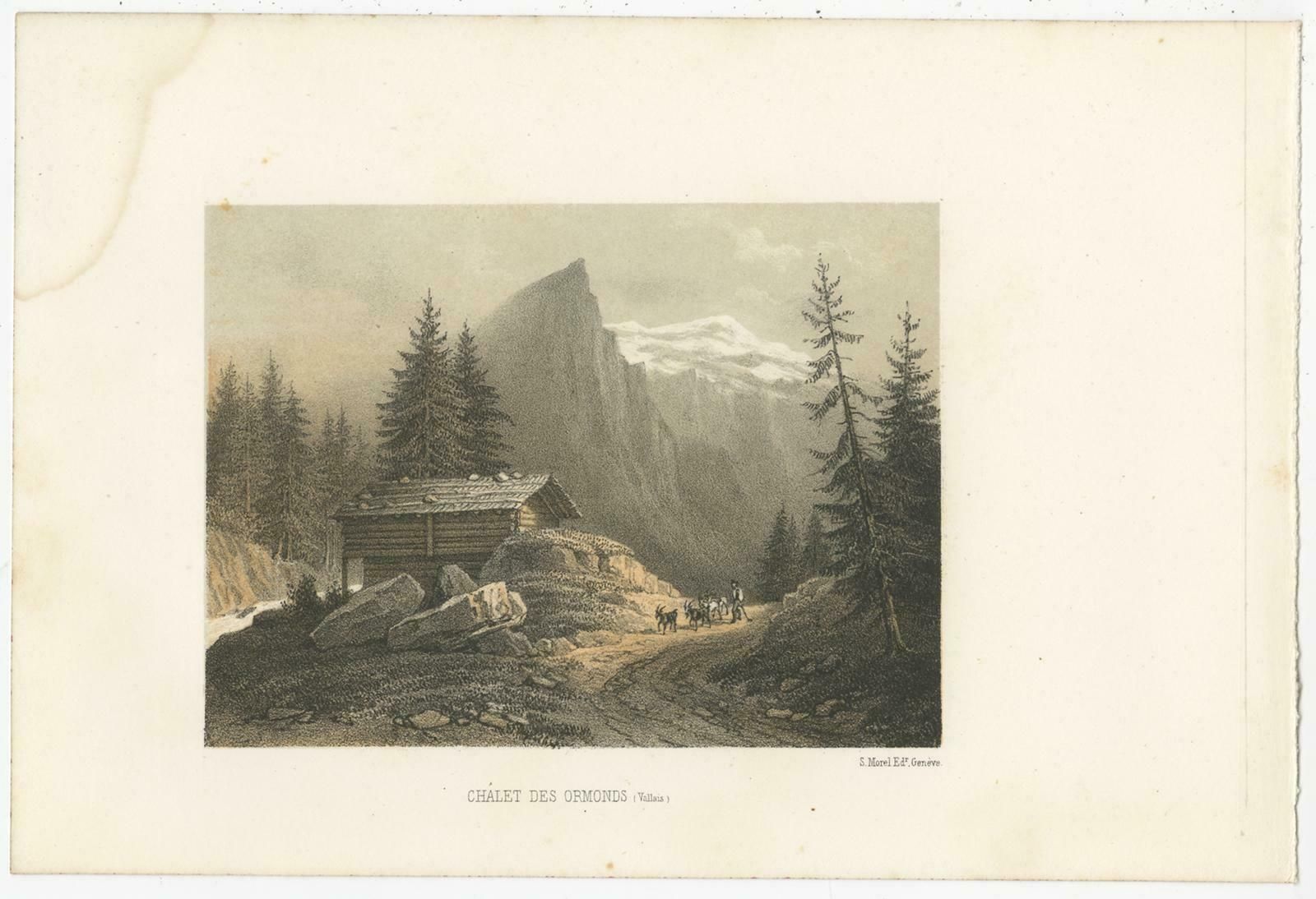 Set Of 3 Antique Prints Of Switzerland, Valais, By Morel, Circa 1850 photo Art